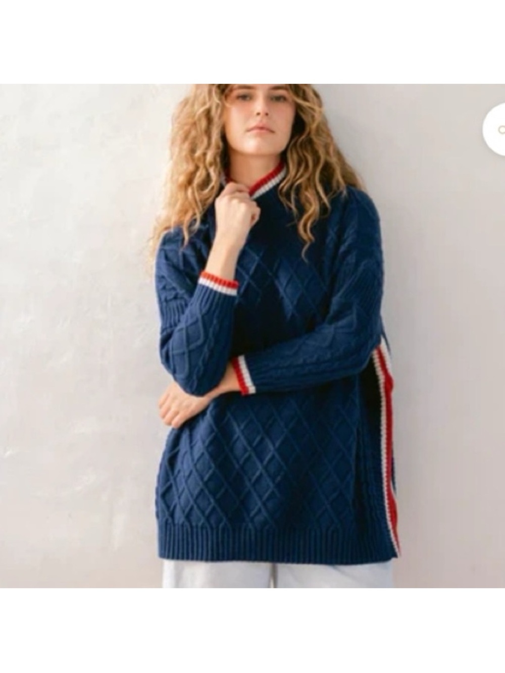 Mersea the Sailor Sweater With Accent Tipping Navy One Size